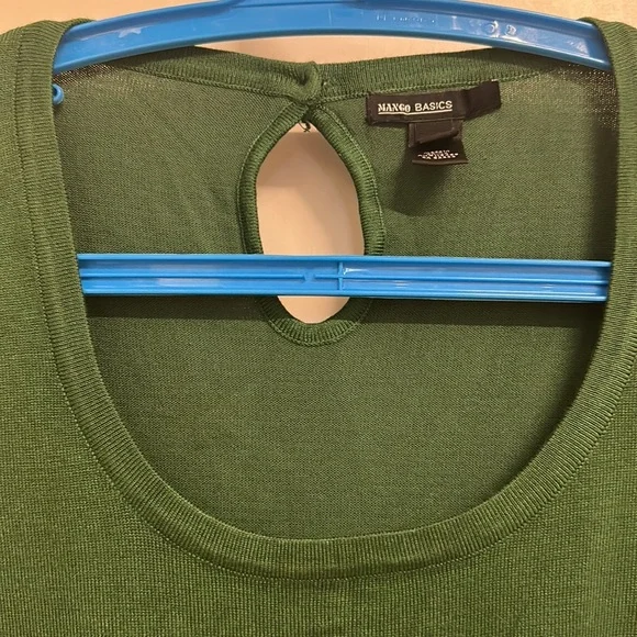 Mango sweater / jersey with stretch, U-neck and long sleeves in green! Size UK L - Picture 8 of 13